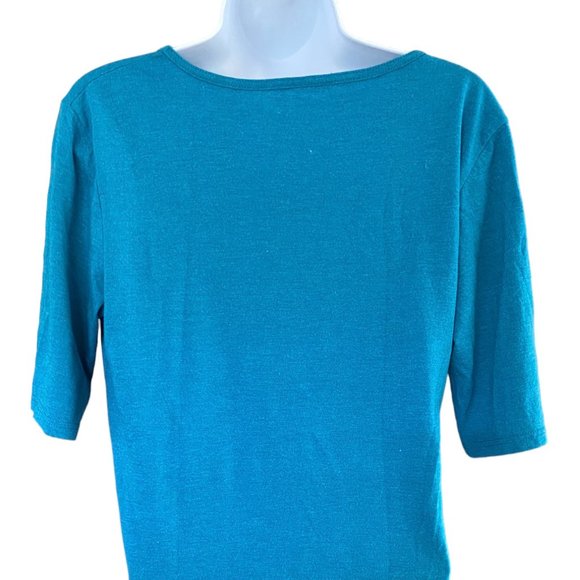 Sotting Mermaid-Neck Short Sleeve T-Shirt Turquoise Sz L #04… - Picture 3 of 9